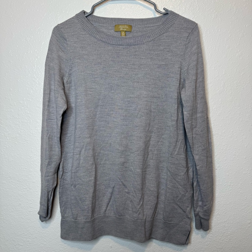 Charter Club Luxury Merino Wool Crewneck Sweater Size Medium Lightweight Luxe